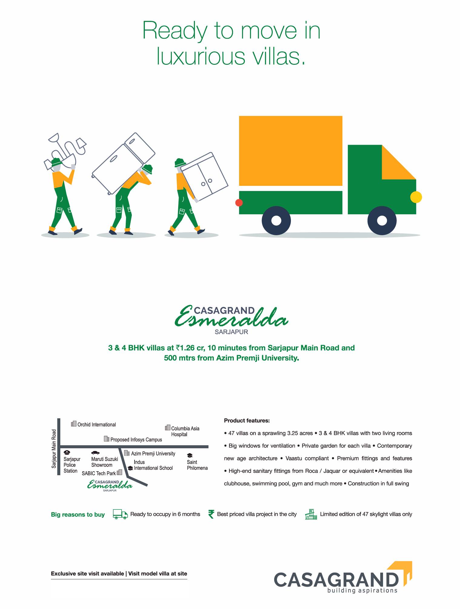 Book ready to move in luxury villas at Casagrand Esmeralda in Bangalore